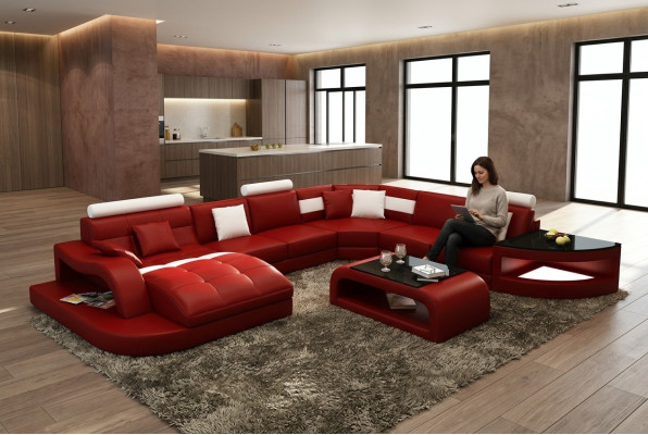 Luksusowa projektantka Narożnikowa kanapa skórzana sofa kanapa Podkładka Żywy krajobraz Skóra