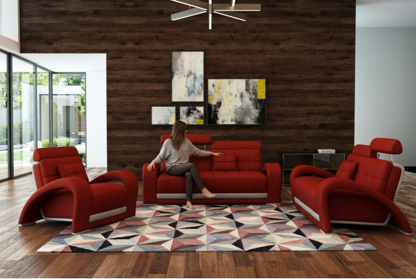 Skóra Sofa Zestaw sofowy Salon Obcios Zestaw kanap Siedziba Sofy