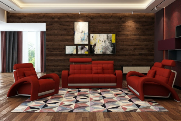 Skóra Sofa Zestaw sofowy Salon Obcios Zestaw kanap Siedziba Sofy