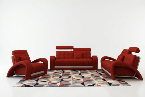 Skóra Sofa Zestaw sofowy Salon Obcios Zestaw kanap Siedziba Sofy