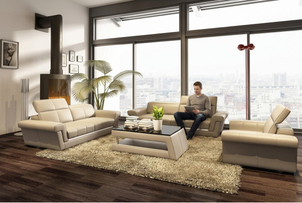 Designerski zestaw sofowy Podkładka skórzana sofa kanapa komplet kombinacja 3+2+1