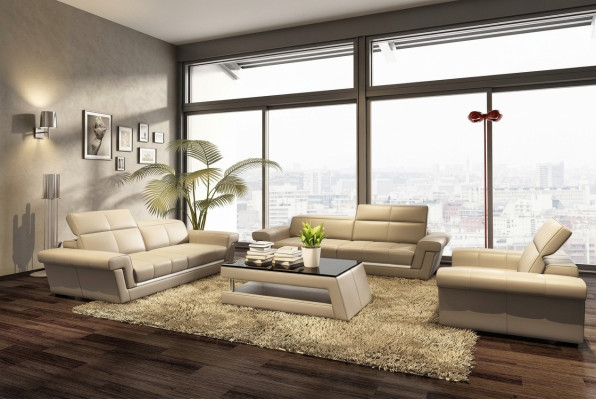 Designerski zestaw sofowy Podkładka skórzana sofa kanapa komplet kombinacja 3+2+1