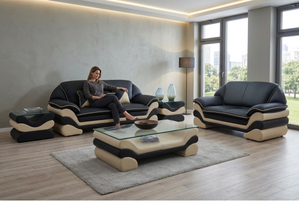 Klasyczny luksusowy designerski stolik kawowy sofa do salonu Tabela Skóra