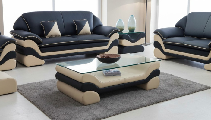 Klasyczny luksusowy designerski stolik kawowy sofa do salonu Tabela Skóra