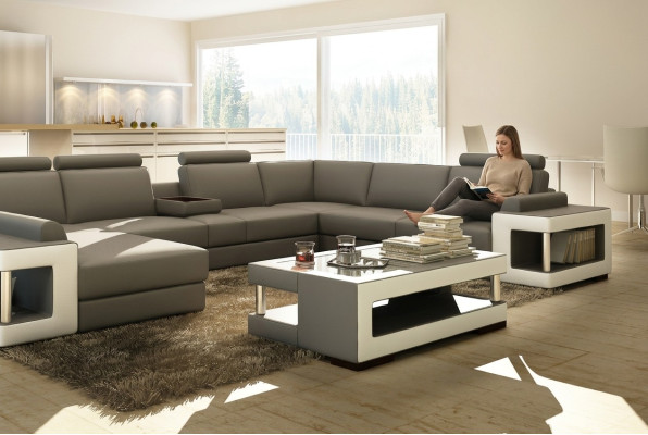 Luksusowy szklany stolik do salonu Stolik designerski Stół Szkło Skóra
