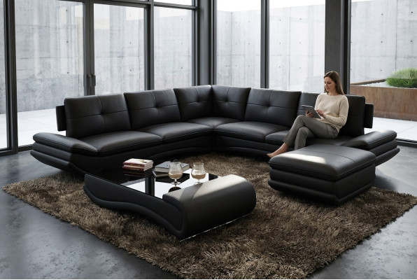 Sofa stolik projekt salon Szkło Skóra Kanapa Sofa Tabela Bok kawowy