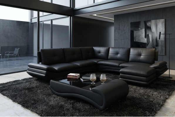 Sofa stolik projekt salon Szkło Skóra Kanapa Sofa Tabela Bok kawowy