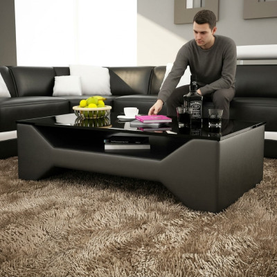 Sofa stolik projekt Tabela salon Szkło Skóra sofa boczna kanapa kawowa