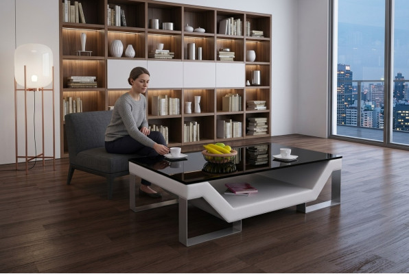Sofa stolik Szkło Design Tabela Salon Skóra Sofa Boczna Sofa Kawowa