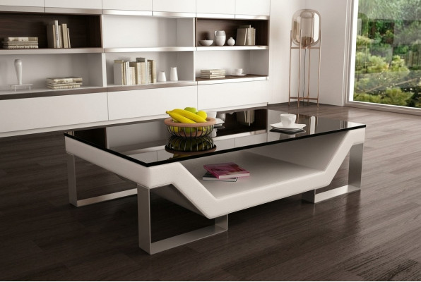 Sofa stolik Szkło Design Tabela Salon Skóra Sofa Boczna Sofa Kawowa