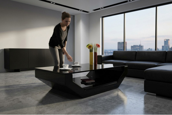 Design Space Luksusowa Skóra Szklany Stolik Do Salonu Sofa Tabela Stoliki boczne