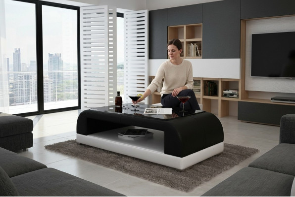 Sofa stolik Szkło Design stolik kawowy Tabela salon Skóra kanapa boczna sofa