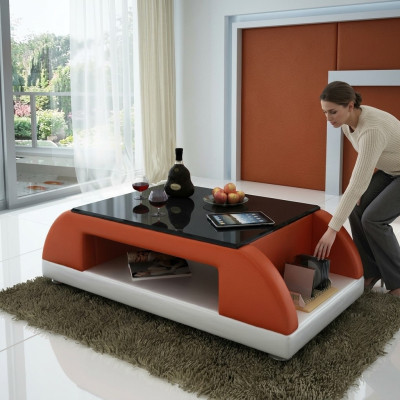 Nowoczesna kanapa Podkładka Skóra Tabela Living Room Side Szkło stoły Kawa