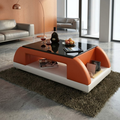 Nowoczesna kanapa Podkładka Skóra Tabela Living Room Side Szkło stoły Kawa