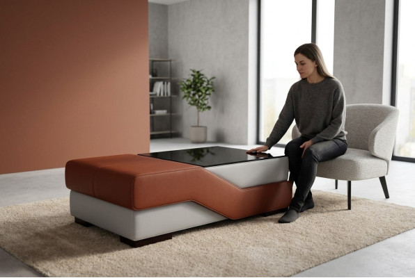 Designerski stolik szklany Tabela Podkładka Nowoczesna skórzana kanapa do salonu Sofa