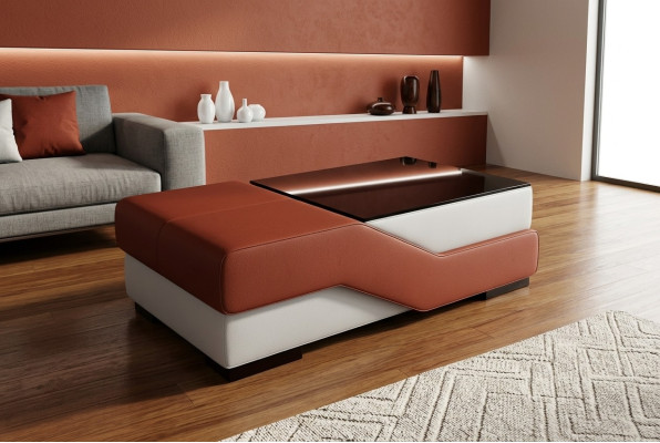 Designerski stolik szklany Tabela Podkładka Nowoczesna skórzana kanapa do salonu Sofa