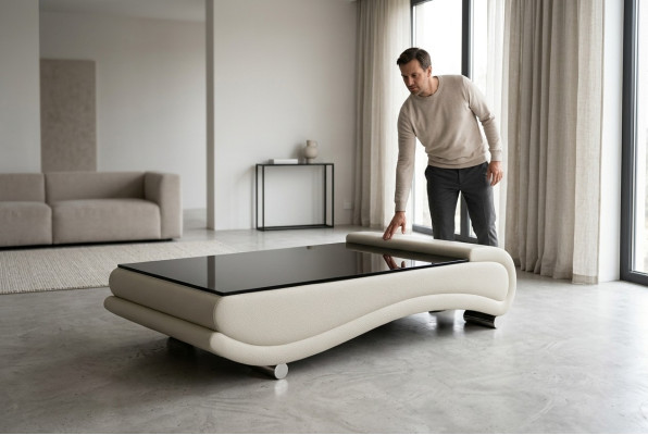 stolik kawowy Tabela Podkładka Design Szklany stolik boczny Skóra Sofa Kanapa stoły