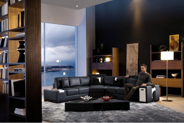 Projektant Narożnikowa kanapa Podkładka Żywy krajobraz Skóra Couch Sofy Sofa XXL