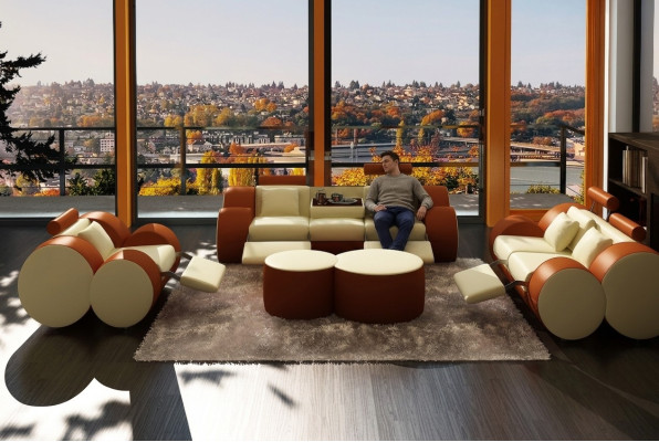 Designerska Podkładka Zestaw sofowy Zestaw XXL Skórzana Sofa Kanapa 3+2+1 Nowoczesna Sofa Sofy