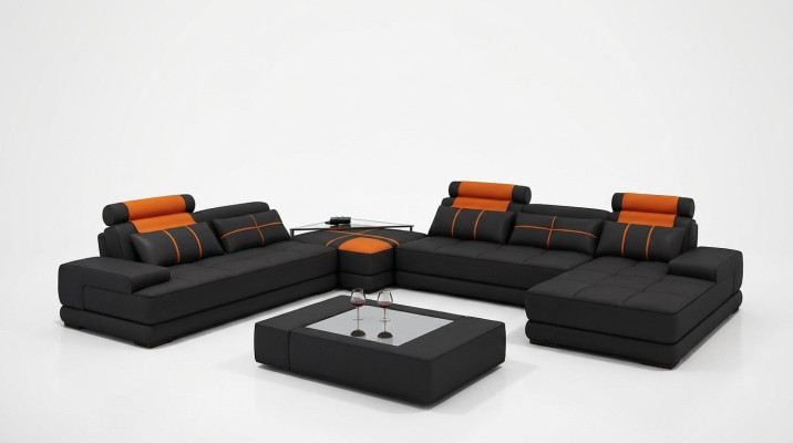 Projektant Podkładka Skórzana Sofa Kanapa Kształt U Nowoczesna Sofa Żywy krajobraz