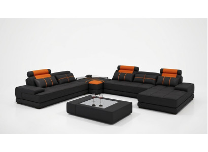 Projektant Podkładka Skórzana Sofa Kanapa Kształt U Nowoczesna Sofa Żywy krajobraz