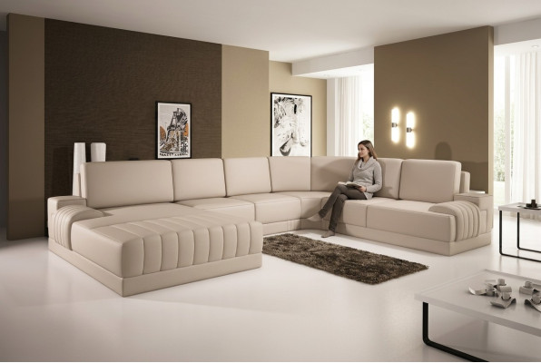 Projektant Podkładka Skórzana Sofa Kanapa Kształt U Modern Żywy krajobraz UForm