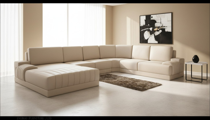Projektant Podkładka Skórzana Sofa Kanapa Kształt U Modern Żywy krajobraz UForm