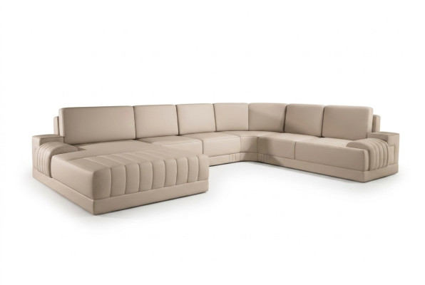 Projektant Podkładka Skórzana Sofa Kanapa Kształt U Modern Żywy krajobraz UForm