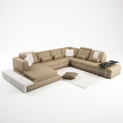XXL Design Podkładka Ustawić skórzaną sofę Kanapa Kształt U Nowoczesna Sofa
