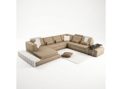 XXL Design Podkładka Ustawić skórzaną sofę Kanapa Kształt U Nowoczesna Sofa