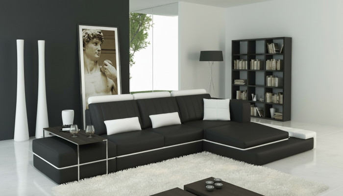 Nowoczesny salon Narożnikowa kanapa Podkładka Narożnik skórzana sofa Ustawić w kształcie litery L