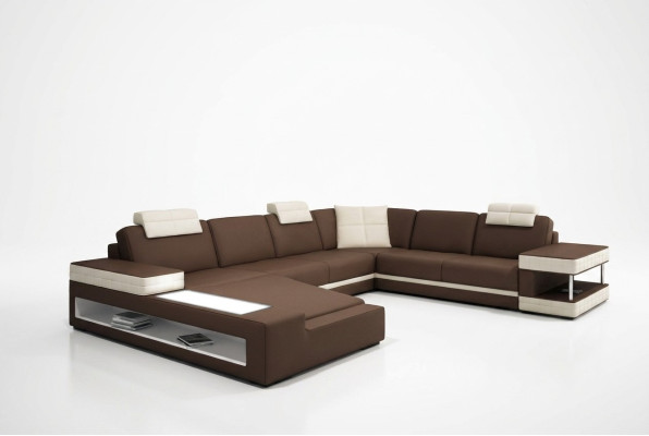 Sofa skórzana duża XXL Siedziba Podkładka U Shape Ustawić Sofy Skóra
