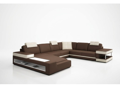 Sofa skórzana duża XXL Siedziba Podkładka U Shape Ustawić Sofy Skóra