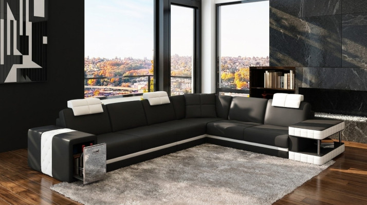 Skórzana sofa sofa podkładka narożna siedziba zestaw narożny salon