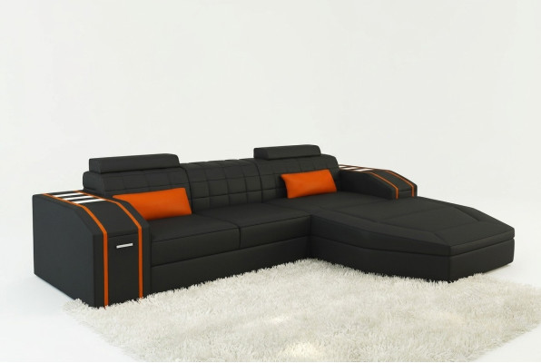 Podświetlana Sofa do Salonu Skórzana Sofa Narożnik Kanapa Żywy krajobraz Big