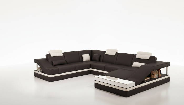 Nowoczesny salon Narożnikowa kanapa Żywy krajobraz Duża skórzana sofa XXL
