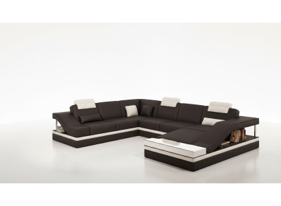 Nowoczesny salon Narożnikowa kanapa Żywy krajobraz Duża skórzana sofa XXL