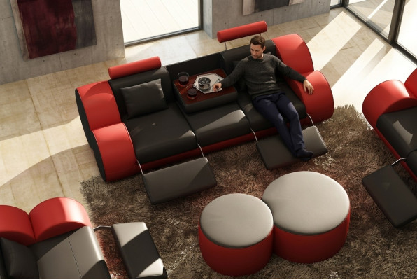 3 miejsce do siedzenia Sofa wielofunkcyjna Designer Skóra Couch Podkładka Ustawić Sofy