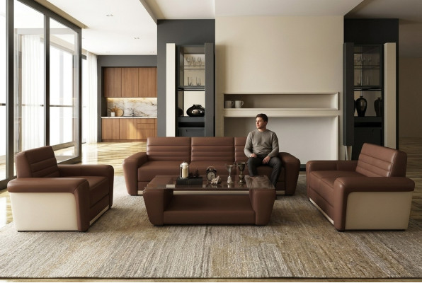 Skórzana Sofa Sofa Kanapa Podkładka Siedziba Kanapy 3+2+1 Kompletny Zestaw Nowoczesny