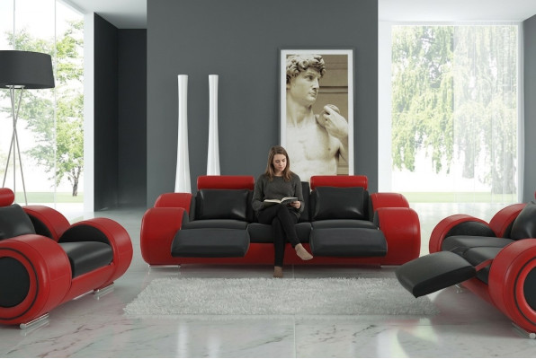 Skórzana sofa kanapa Żywy krajobraz 3 miejsce siedzące Design Modern Sofa 3-SeaterBerlin