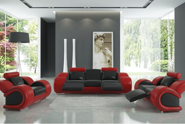 Skórzana sofa kanapa Żywy krajobraz 3 miejsce siedzące Design Modern Sofa 3-SeaterBerlin
