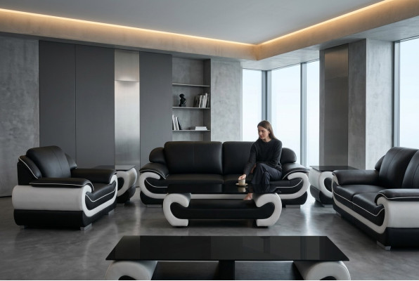 Skórzana sofa kanapa Żywy krajobraz 3 miejsce siedzenia Design Modern Sofa Couches