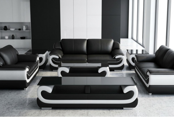 Skórzana sofa kanapa Żywy krajobraz 3 miejsce siedzenia Design Modern Sofa Couches