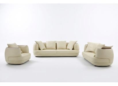 Zestaw sofowy Design Couch 3+2 Zestaw Podkładka Skóra Sofa Salon Obcios