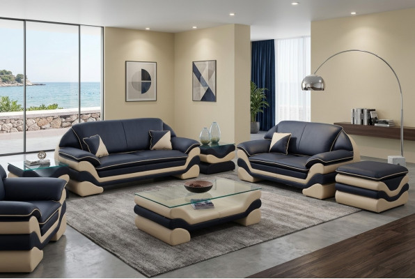 Skórzana sofa Couch Żywy krajobraz 3+2 miejsce do siedzenia Design Sofa Classic Ustawić