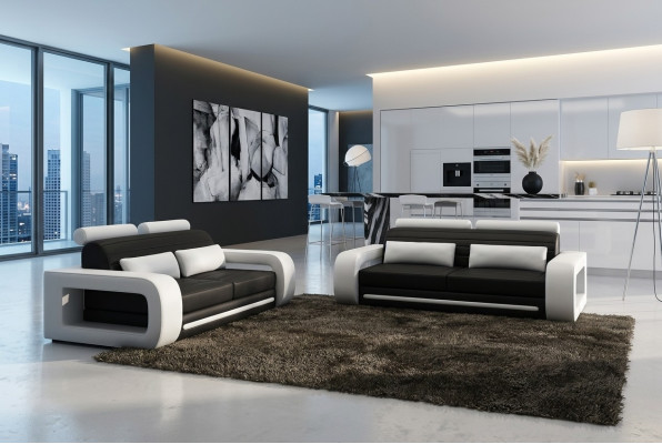 Skórzana sofa Couch Żywy krajobraz 3+2 miejsce do siedzenia Design Modern Sofa Zestaw sofowy