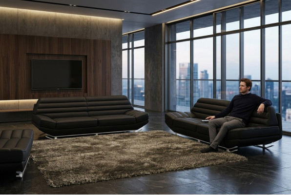 Zestaw sofowy Design Couch 3+2 Zestaw Podkładka Sofa Skóra Salon Obcios
