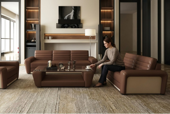 Skórzana sofa kanapa Żywy krajobraz 3+2 miejsce do siedzenia zaprojektuj nowoczesną sofę do salonu