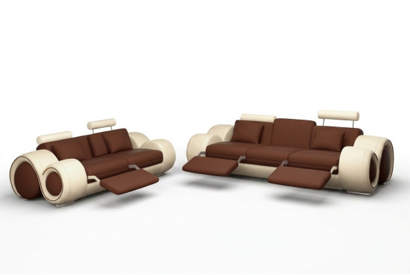Zestaw sofowy Design Couch 3+2 Zestaw Podkładka Sofa Skóra Obcios Salon