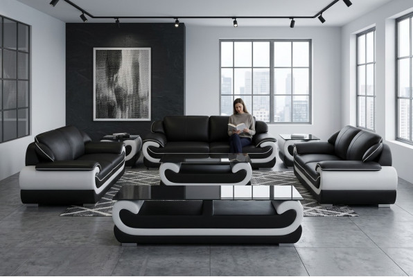 Skórzana sofa kanapa Żywy krajobraz 3+2 miejsce do siedzenia Design Modern Sofa 0615